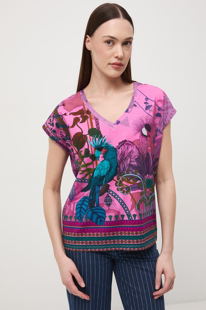 T-shirt damski bawełniany z elastanem z kolekcji Ilona Tambor x Medicine różowy RS26-TSD650