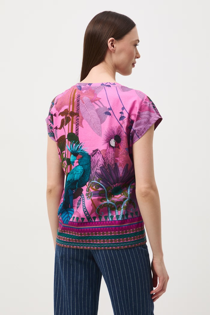 T-shirt damski bawełniany z elastanem z kolekcji Ilona Tambor x Medicine RS26-TSD650 różowy