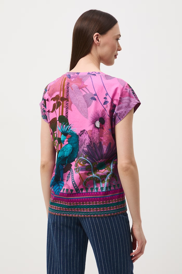 T-shirt damski bawełniany z elastanem z kolekcji Ilona Tambor x Medicine RS26-TSD650 różowy