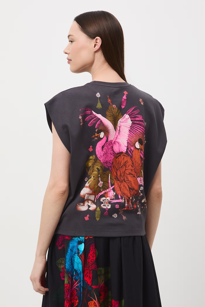 T-shirt oversize damski bawełniany z elastanem z kolekcji Ilona Tambor x Medicine szary RS26-TSD653
