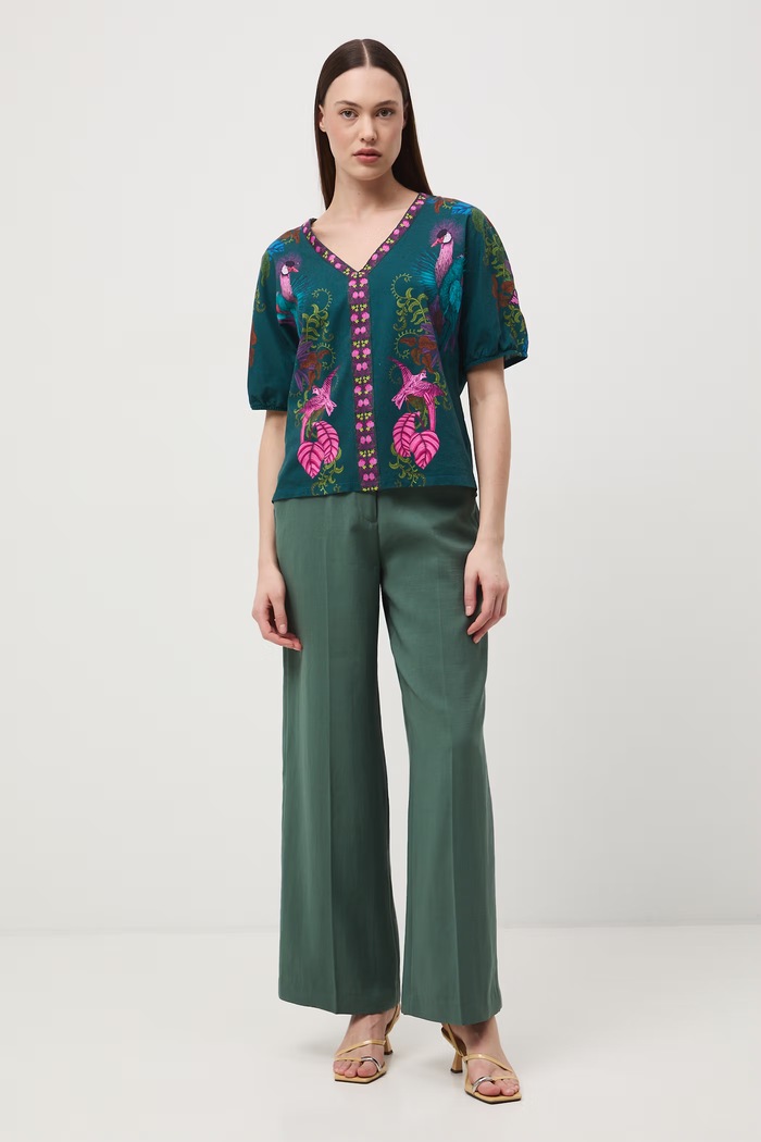 T-shirt oversize damski bawełniany z kolekcji Ilona Tambor x Medicine RS26-TSD654 turkusowy RS26