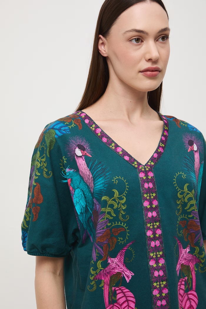 T-shirt oversize damski bawełniany z kolekcji Ilona Tambor x Medicine RS26-TSD654 turkusowy