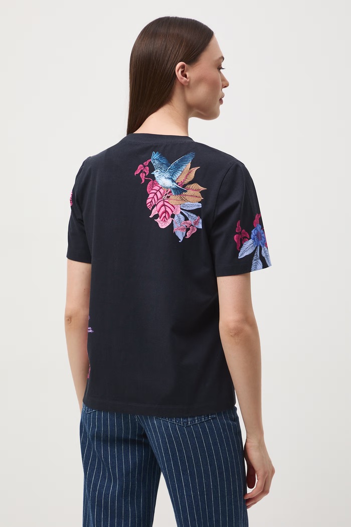 T-shirt damski bawełniany z elastanem z kolekcji Ilona Tambor x Medicine granatowy RS26-TSD655