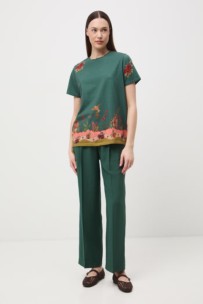 T-shirt damski bawełniany z elastanem z kolekcji Ilona Tambor x Medicine RS26-TSD660 zielony RS26