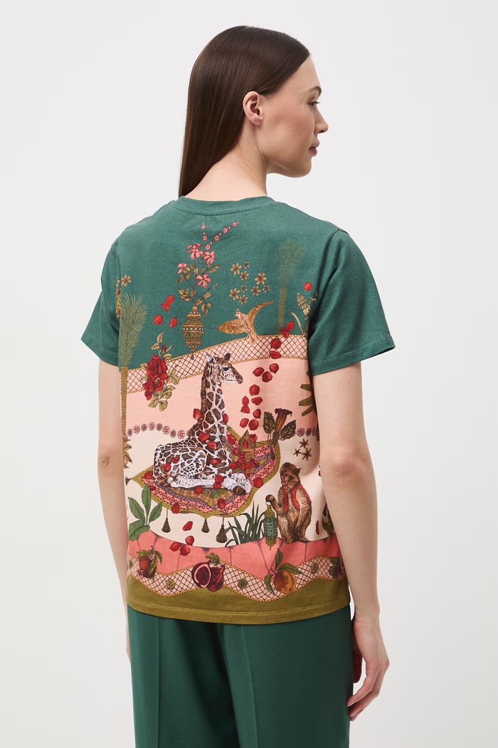 T-shirt damski bawełniany z elastanem z kolekcji Ilona Tambor x Medicine zielony RS26-TSD660