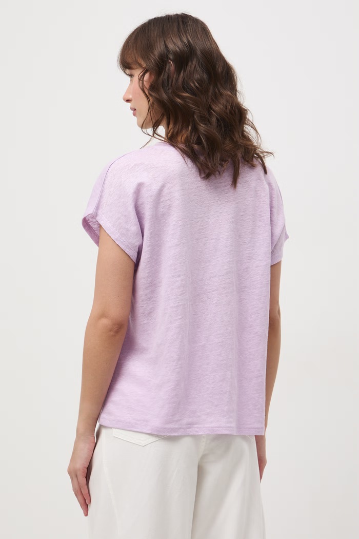 Odzież T-shirt damski lniany RS26-TSD700 fioletowy