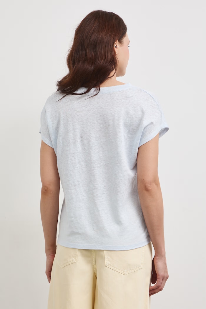 Odzież T-shirt damski lniany RS26-TSD700 niebieski