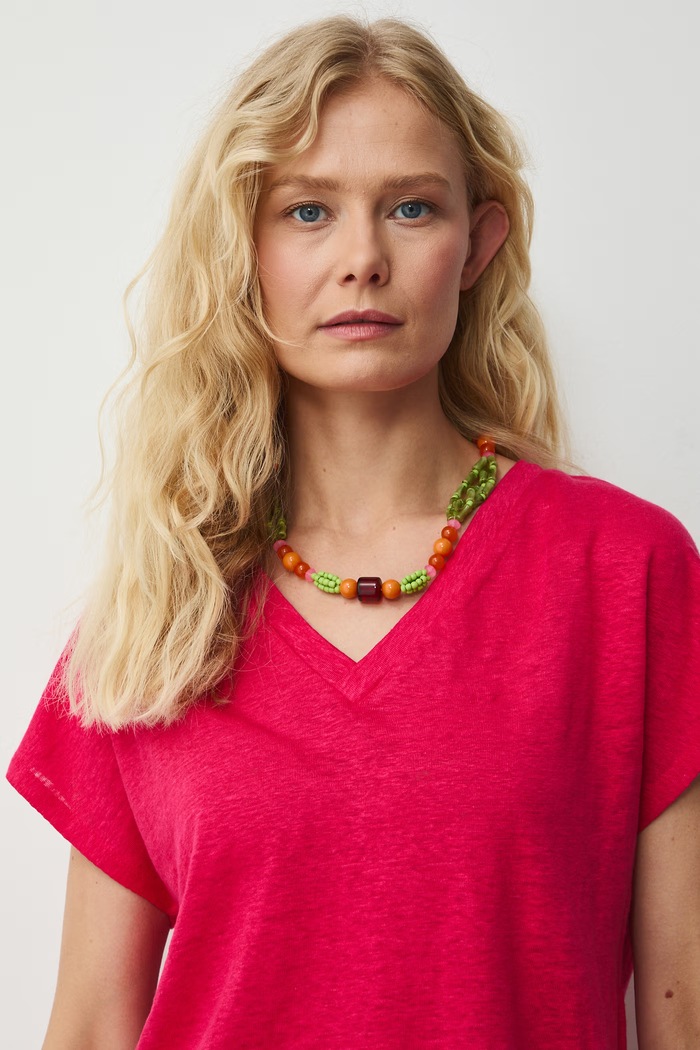 Medicine T-shirt γυναικείο λινό ροζ RS26-TSD700