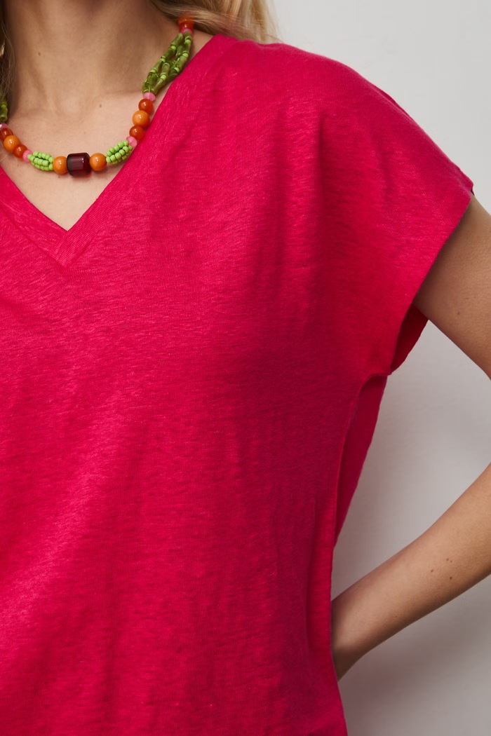 Medicine T-shirt γυναικείο λινό RS26-TSD700 ροζ
