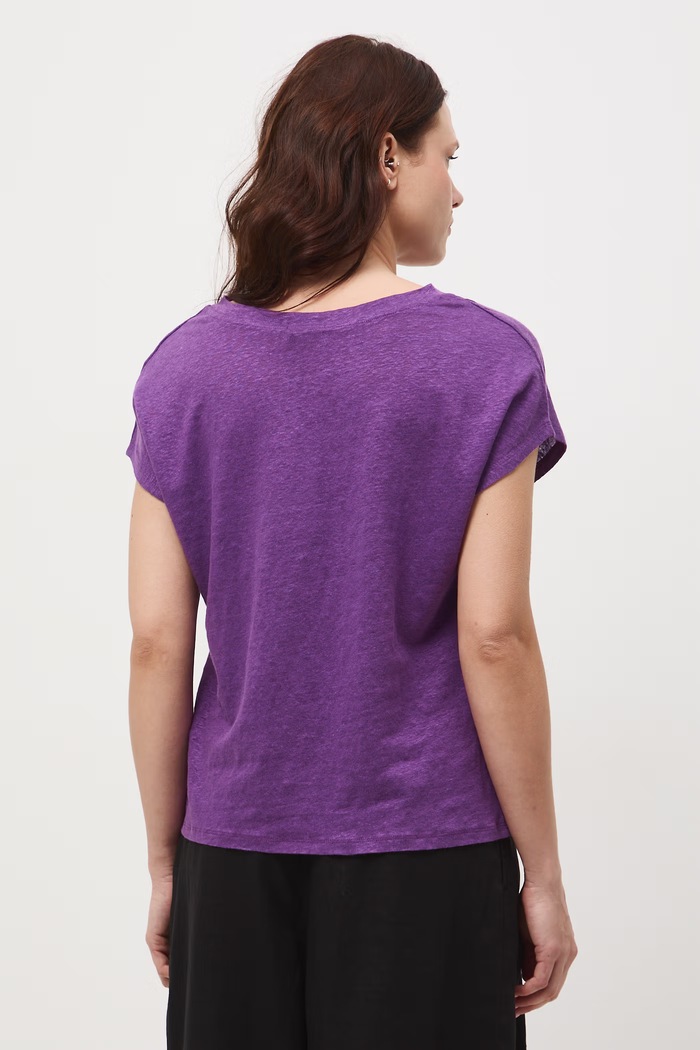 Odzież T-shirt damski lniany RS26-TSD700 fioletowy