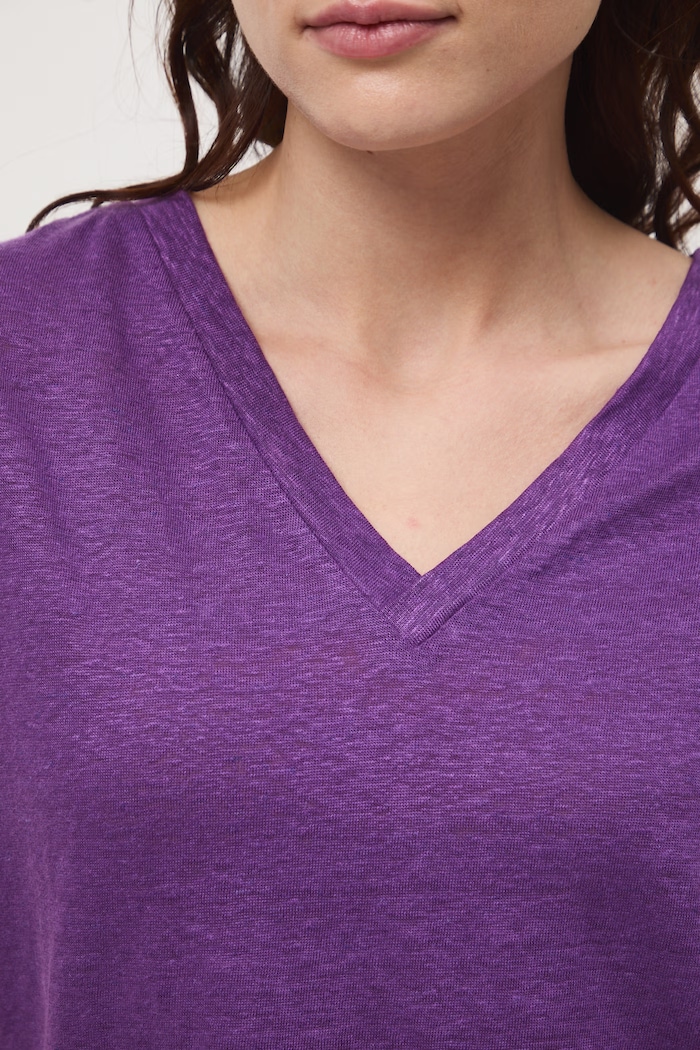 T-shirt damski lniany RS26-TSD700 fioletowy