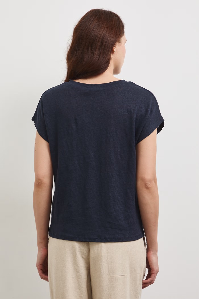 Ρούχα Medicine t-shirt γυναικείο λινό RS26-TSD700 σκούρο μπλε