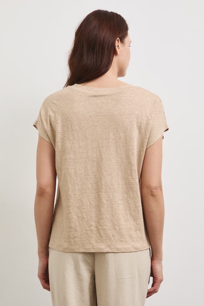 Odzież T-shirt damski lniany RS26-TSD700 beżowy