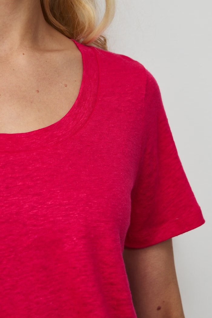 T-shirt damski lniany RS26-TSD701 różowy