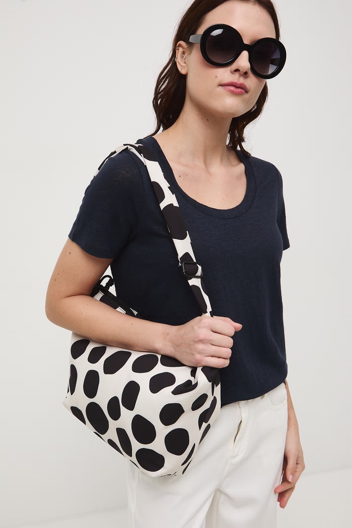 T-shirt damski lniany Basic granatowy RS26-TSD701