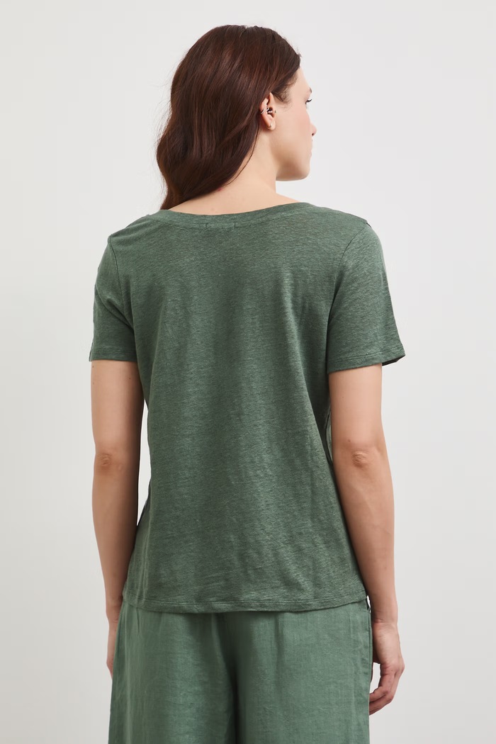 Odzież T-shirt damski lniany RS26-TSD701 zielony