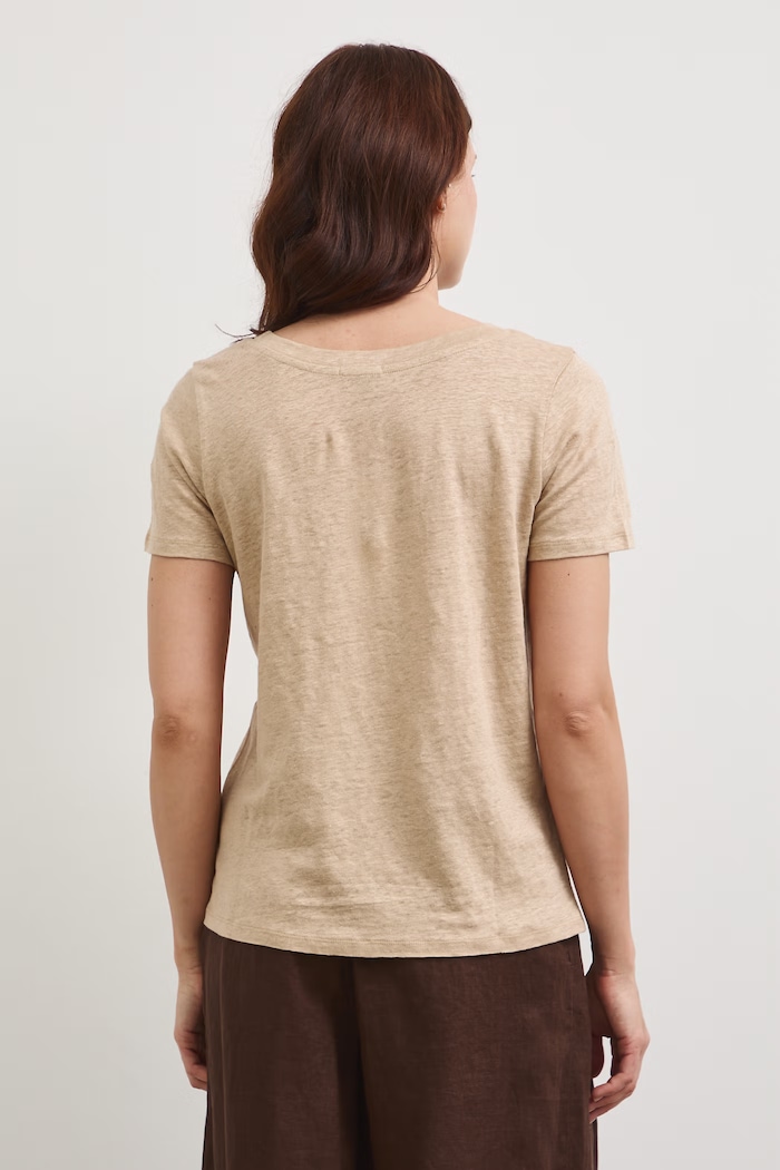 Odzież T-shirt damski lniany RS26-TSD701 beżowy