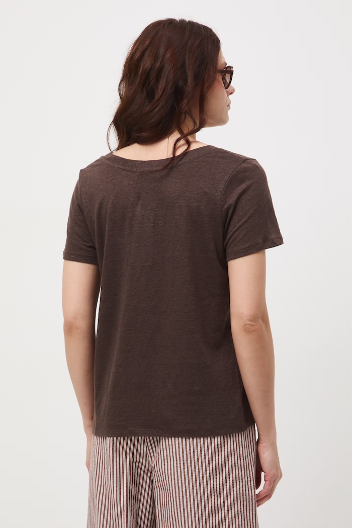 Odzież T-shirt damski lniany RS26-TSD701 brązowy