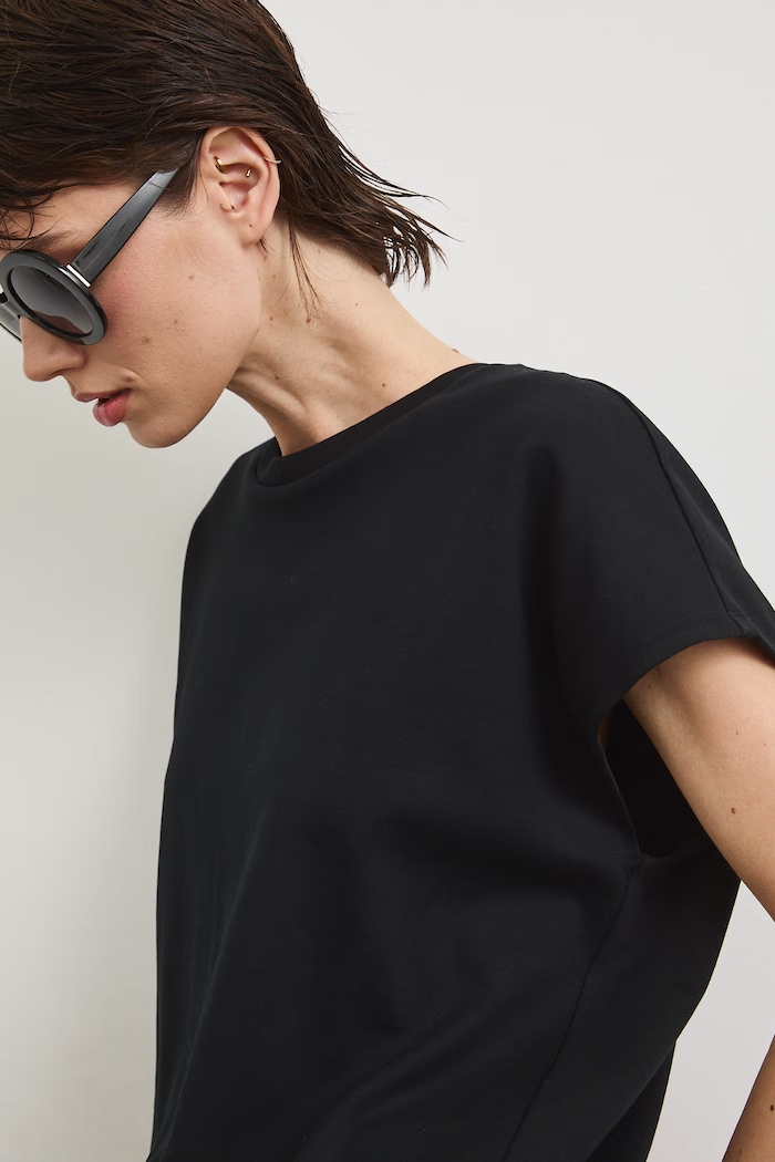 oversize tričko dámske bavlnené s elastanom čierna RS26-TSD815