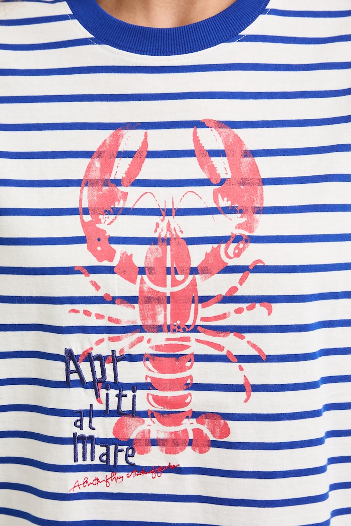 T-shirt damski bawełniany z nadrukiem RS26-TSDA02 niebieski