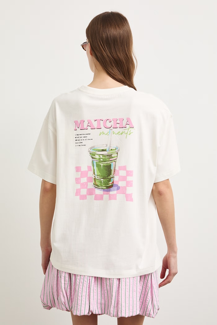 Odzież T-shirt oversize damski bawełniany RS26-TSDA08 beżowy