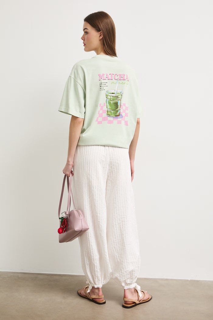 T-shirt oversize damski bawełniany zielony RS26-TSDA08