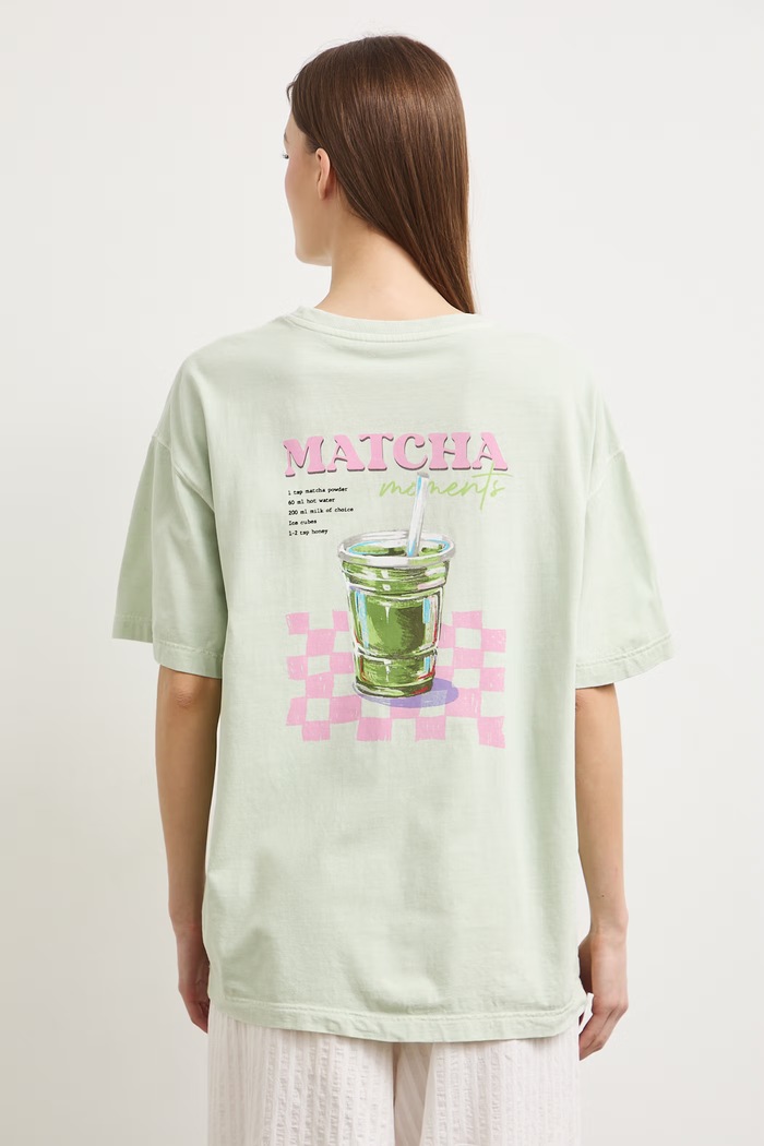 Odzież T-shirt oversize damski bawełniany RS26-TSDA08 zielony