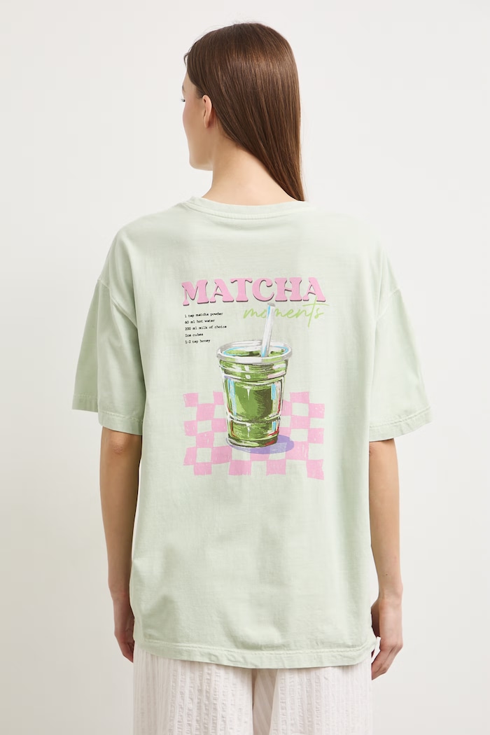 Odzież T-shirt oversize damski bawełniany RS26-TSDA08 zielony