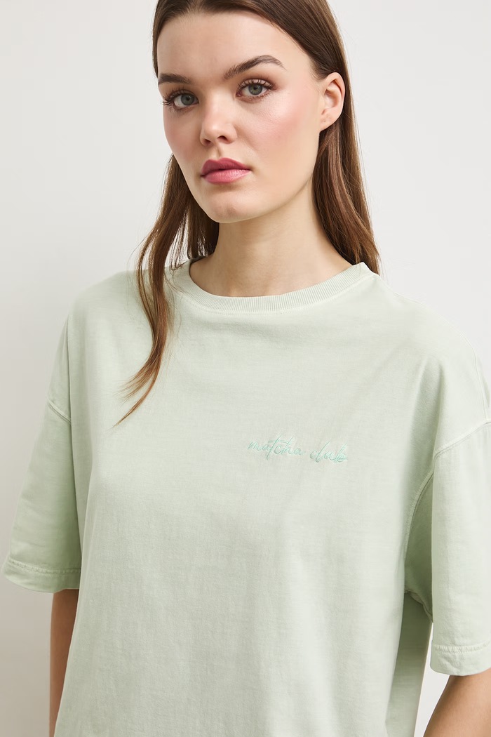 T-shirt oversize damski bawełniany zielony RS26-TSDA08