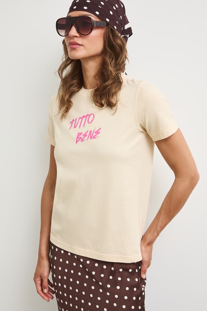 T-shirt damski bawełniany z nadrukiem RS26-TSDA09 żółty RS26