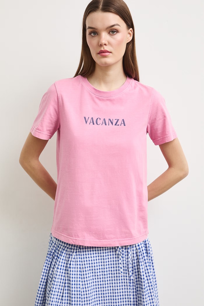 T-shirt damski bawełniany z nadrukiem RS26-TSDA09 różowy RS26