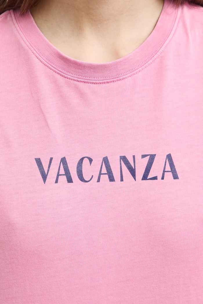 T-shirt damski bawełniany z nadrukiem RS26-TSDA09 różowy