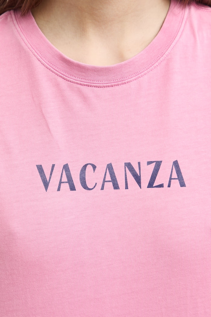 T-shirt damski bawełniany z nadrukiem RS26-TSDA09 różowy