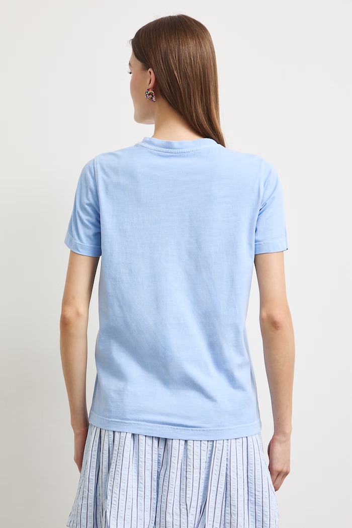 Odzież T-shirt damski bawełniany z nadrukiem RS26-TSDA09 niebieski