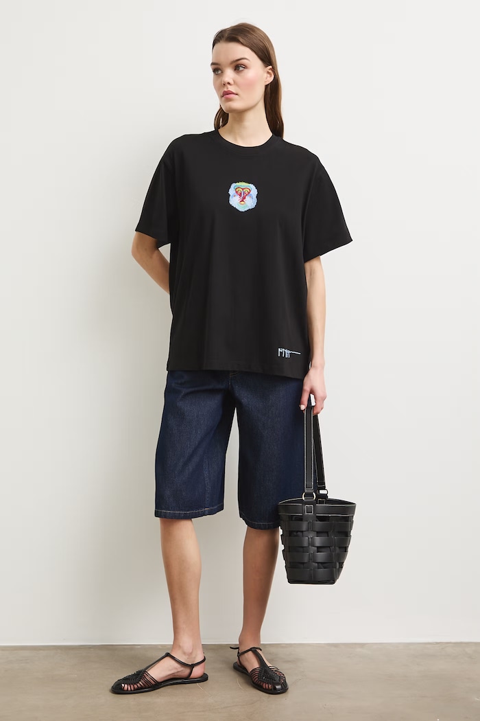 Ρούχα Medicine oversize t-shirt γυναικείο βαμβακερό RS26-TSDA50 μαύρο