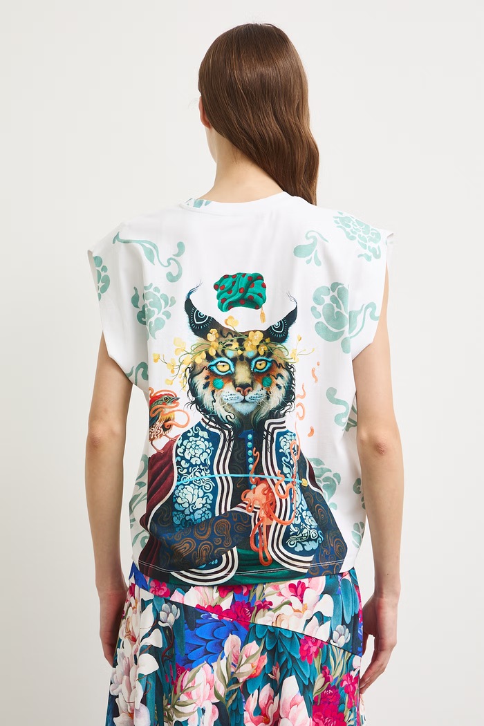 Ρούχα Medicine oversize t-shirt γυναικείο βαμβακερό με ελαστάν RS26-TSDA57 μπεζ