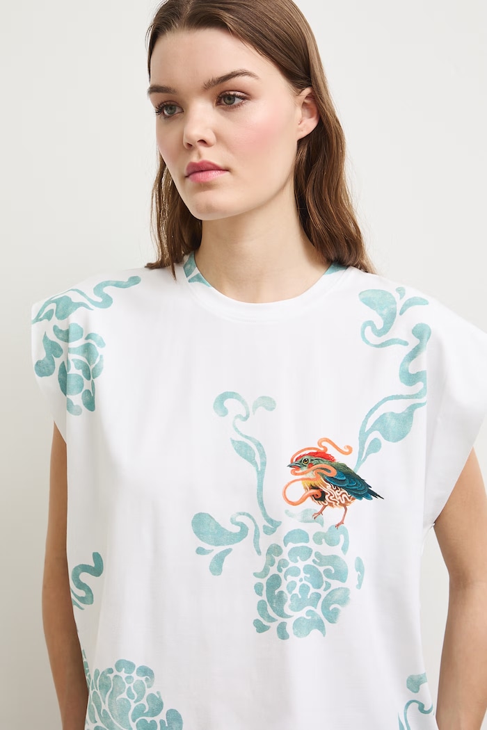 Medicine oversize t-shirt γυναικείο βαμβακερό με ελαστάν μπεζ RS26-TSDA57