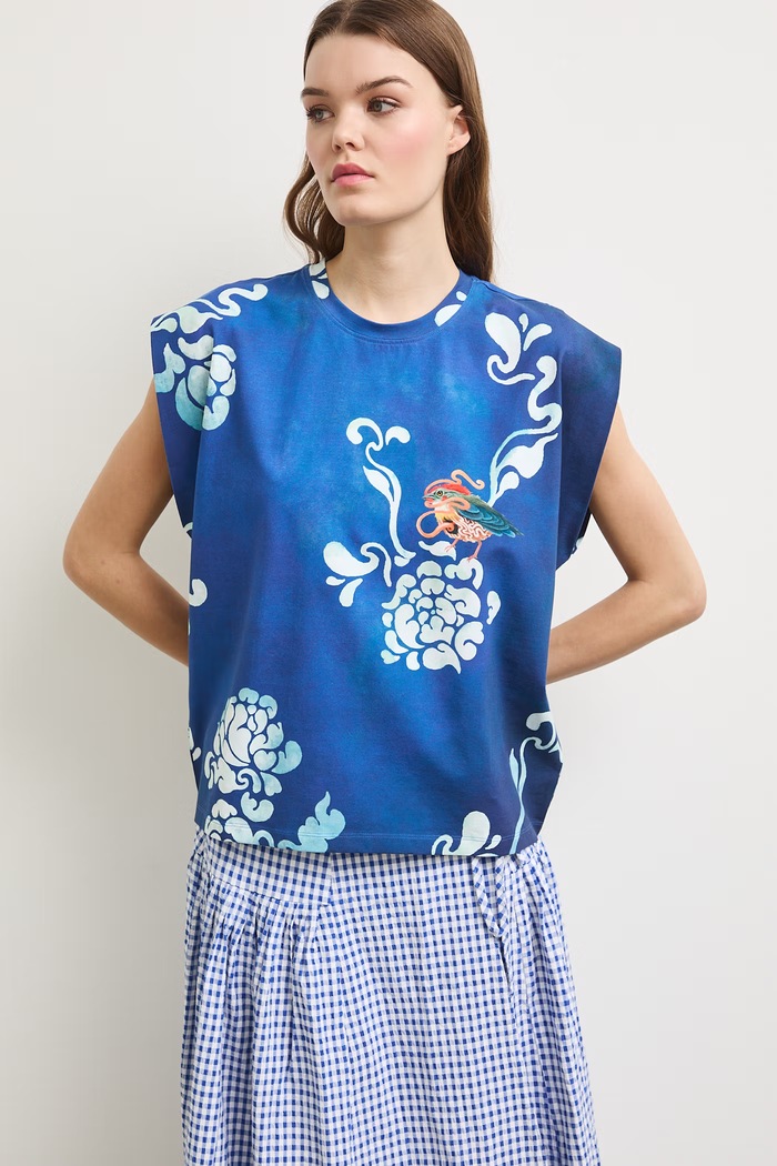 Medicine oversize t-shirt γυναικείο βαμβακερό με ελαστάν RS26-TSDA57 σκούρο μπλε RS26