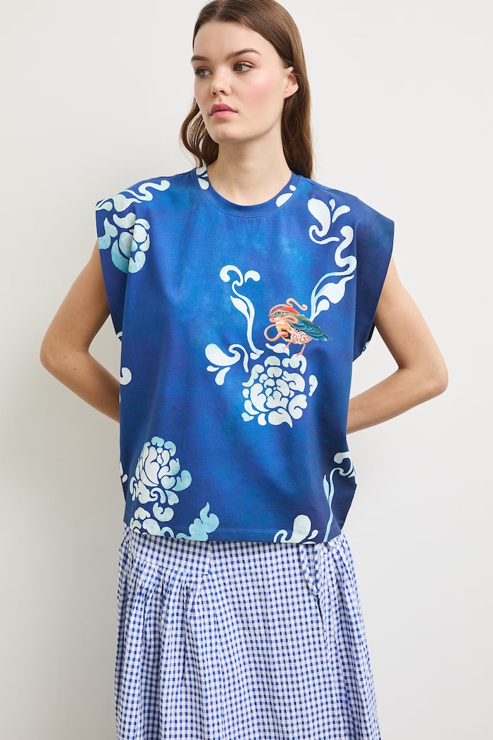 Medicine oversize t-shirt γυναικείο βαμβακερό με ελαστάν RS26-TSDA57 σκούρο μπλε RS26