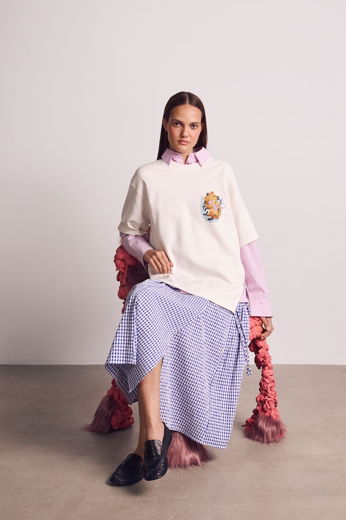 Medicine oversize t-shirt γυναικείο βαμβακερό με ελαστάν μπεζ RS26-TSDA60