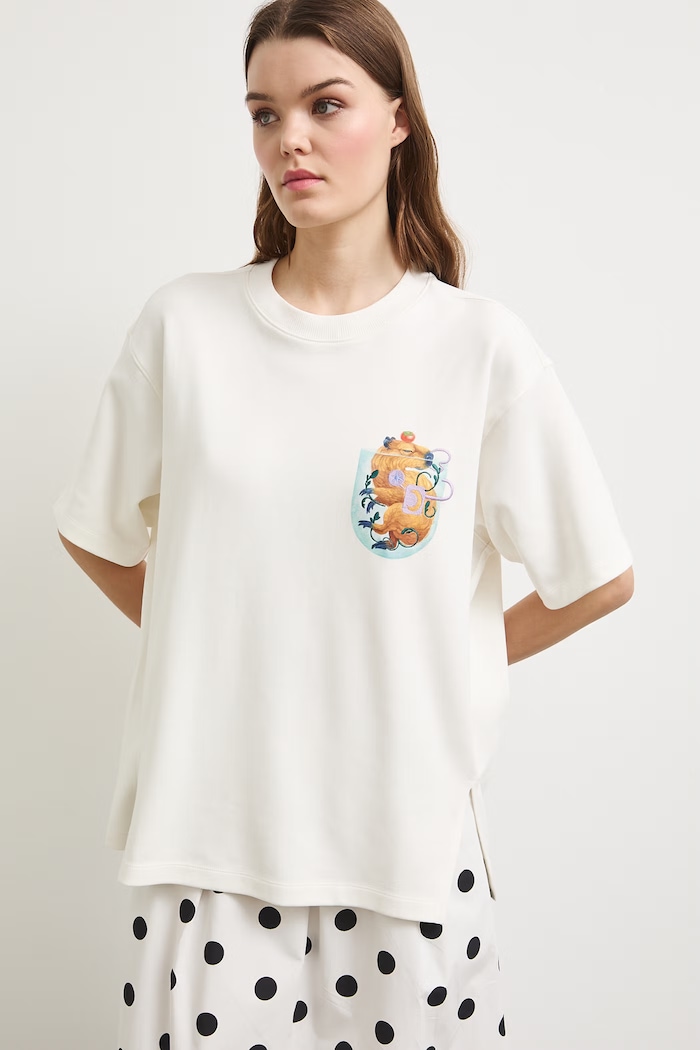 Ρούχα Medicine oversize t-shirt γυναικείο βαμβακερό με ελαστάν RS26-TSDA60 μπεζ