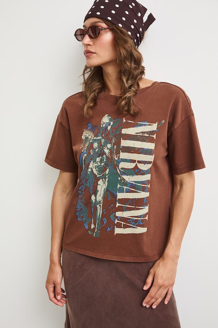 Medicine oversize t-shirt γυναικείο βαμβακερό RS26-TSDA72 καφέ RS26