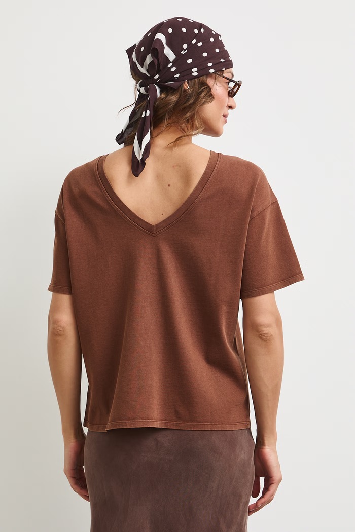 Ρούχα Medicine oversize t-shirt γυναικείο βαμβακερό RS26-TSDA72 καφέ