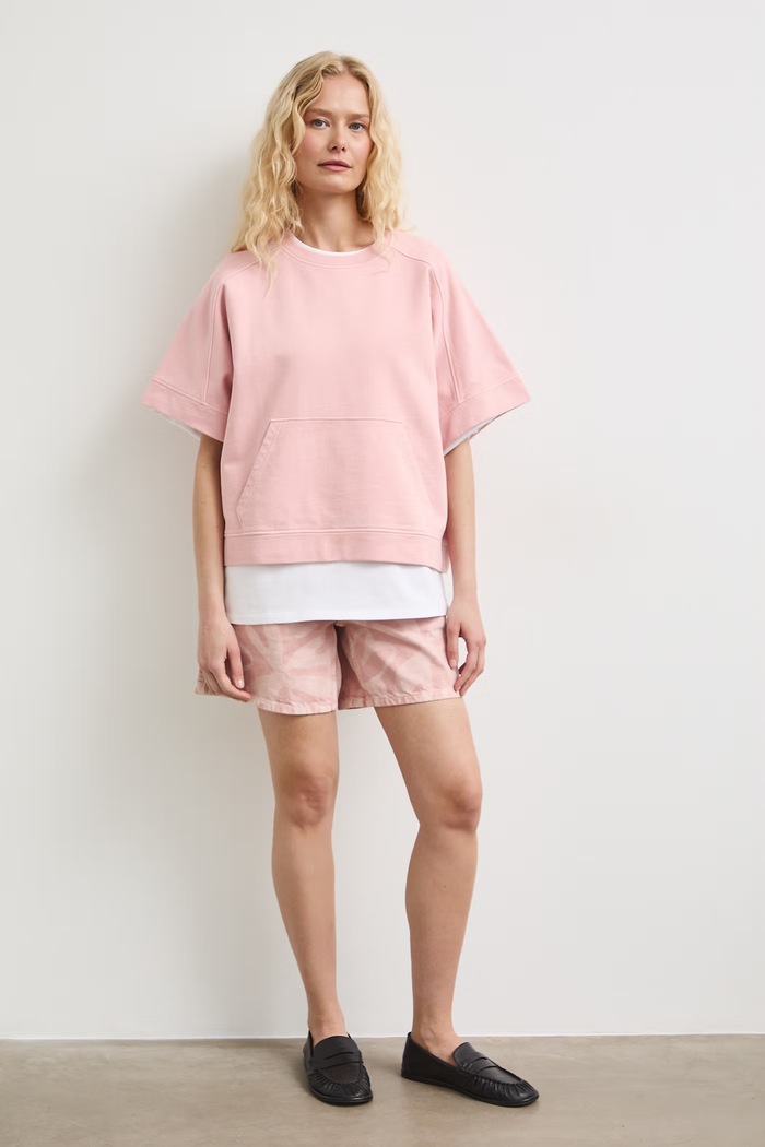 T-shirt oversize damski bawełniany gładki RS26-TSDB13 różowy RS26
