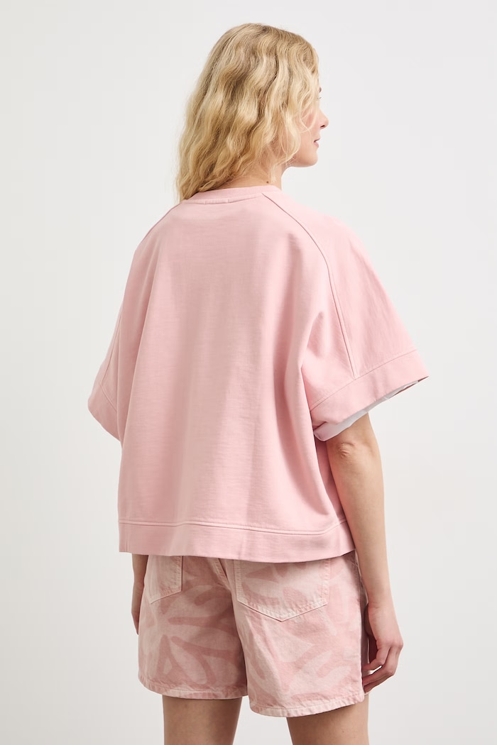 Odzież T-shirt oversize damski bawełniany gładki RS26-TSDB13 różowy