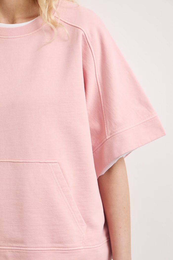 T-shirt oversize damski bawełniany gładki RS26-TSDB13 różowy