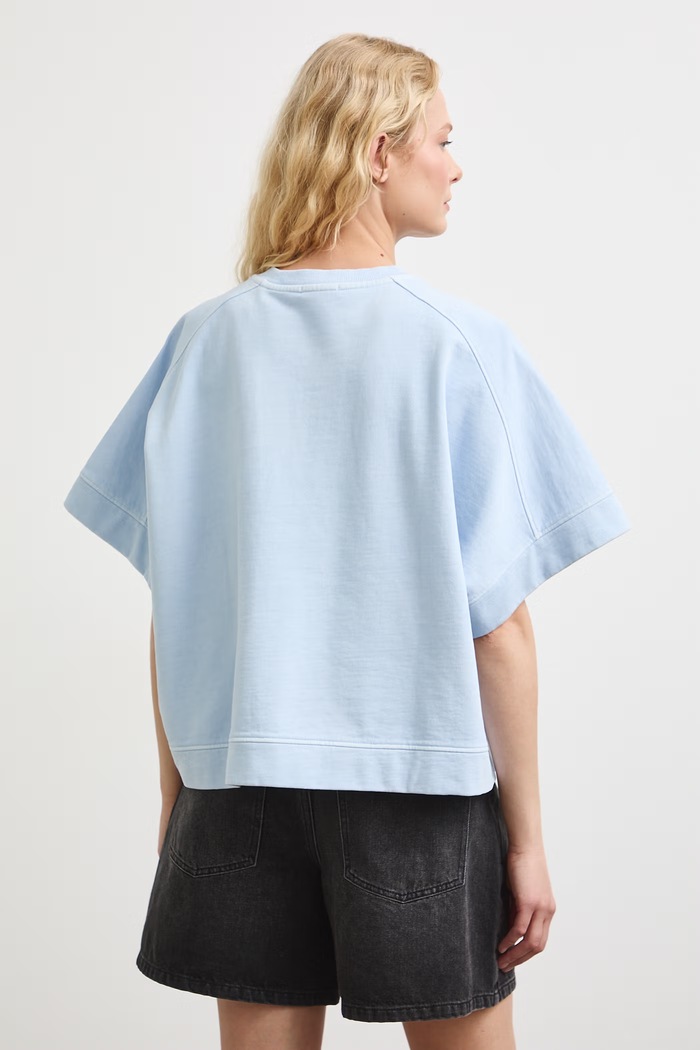 Odzież T-shirt oversize damski bawełniany gładki RS26-TSDB13 niebieski
