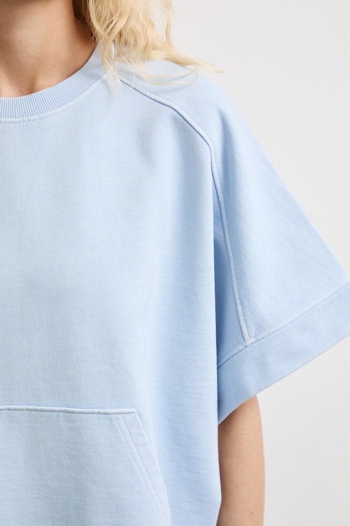 T-shirt oversize damski bawełniany gładki RS26-TSDB13 niebieski