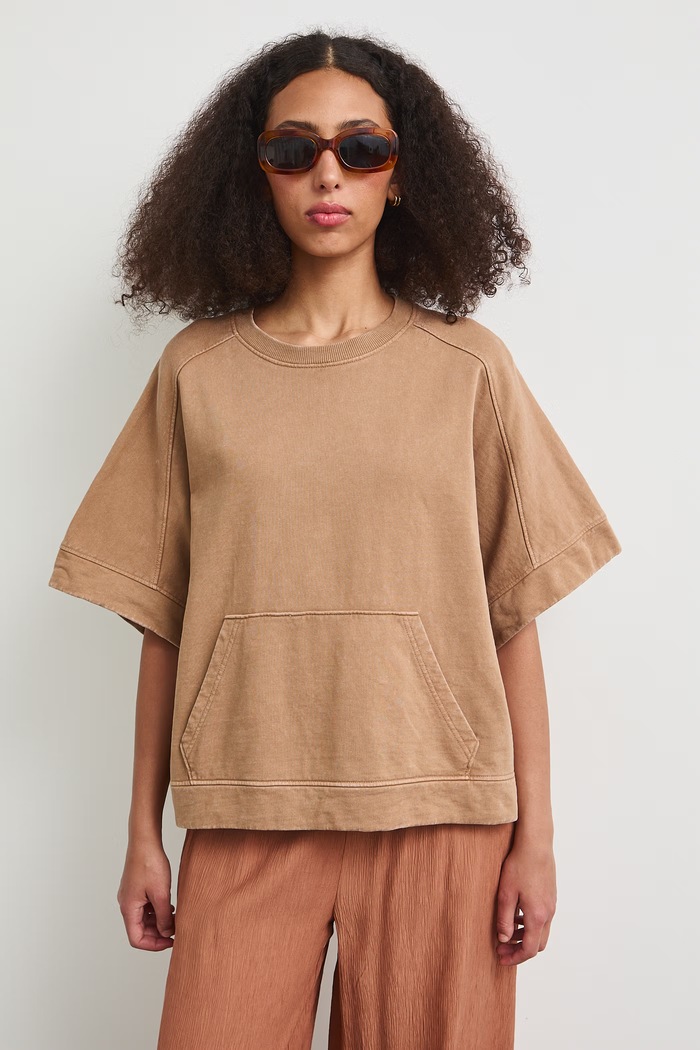 T-shirt oversize damski bawełniany gładki RS26-TSDB13 żółty RS26
