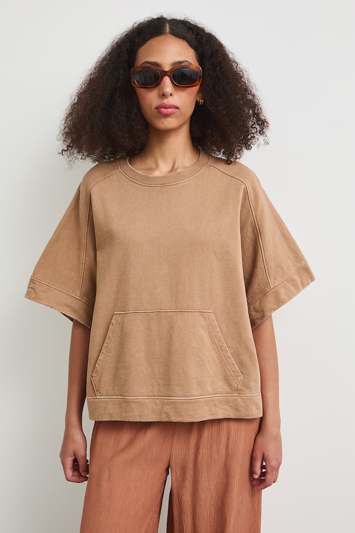 T-shirt oversize damski bawełniany gładki RS26-TSDB13 żółty RS26